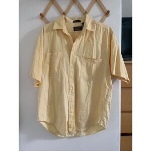 Eddie Bauer Men's Northwest Chambray Button Down Large Light Yellow 100% Cotton